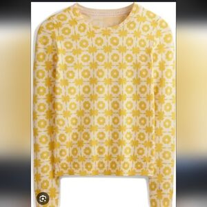 Boden Yellow and White Floral-Grid Sweater